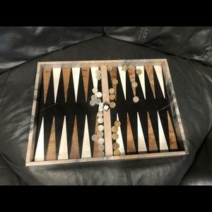 Italian Marble & Onyx Backgammon Set with inlays